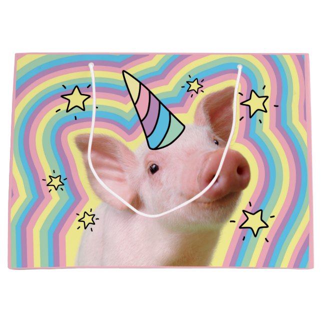 Magical Piglet Unicorn Large Gift Bag (Front)
