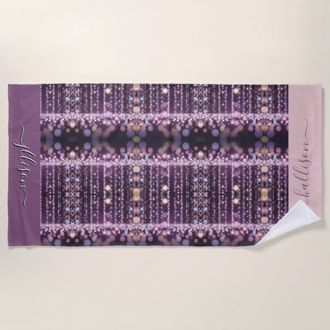 Magical pink background name Personalized  Beach Towel (Front)