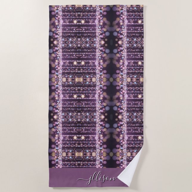 Magical pink background name Personalized  Beach Towel (Front)