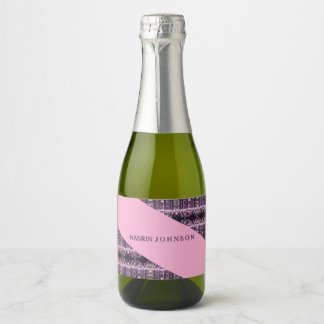 Magical pink background name Personalized Sparkling Wine Label