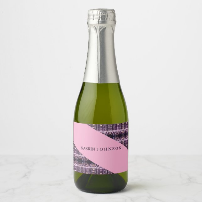 Magical pink background name Personalized  Sparkling Wine Label (Front)