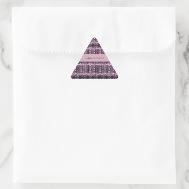 Magical pink background name Personalized  Triangle Sticker (Bag)