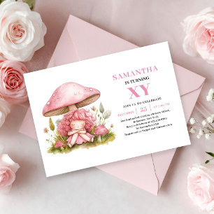 Magical Pink Fairy Girl 3rd Birthday Floral invite