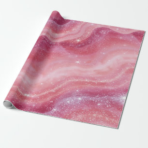 Magical Pink Galaxy Sparkle & Marble Texture Wrapping Paper