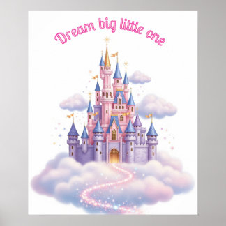 Magical Pink Princess Castle Girls' Room Custom Poster