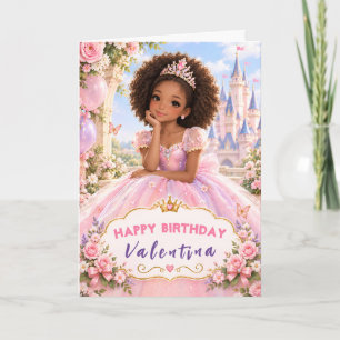 Magical Pink Princess Girl Birthday Greeting Card