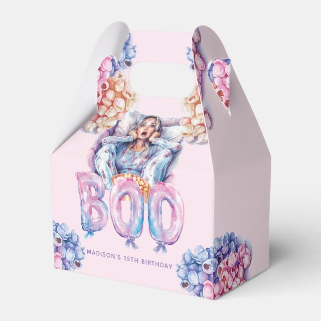 Magical Pink Purple Halloween Night Sleepover Favor Box (Front Side)