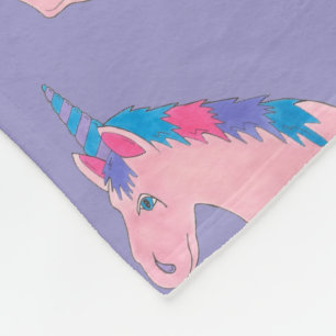 Magical Pink Purple Horn Unicorn Horse Mythical Fleece Blanket