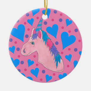 Magical Pink Purple Mythical Horse Unicorn Print Ceramic Ornament
