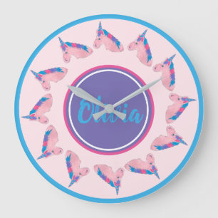 Magical Pink Purple Mythical Horse Unicorn Room Large Clock