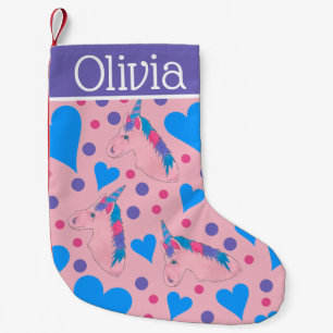 Magical Pink Purple Unicorn Horn Mythical Horse Small Christmas Stocking