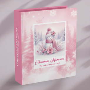 Magical Pink Snowman Cozy Forest Christmas Memory Binder