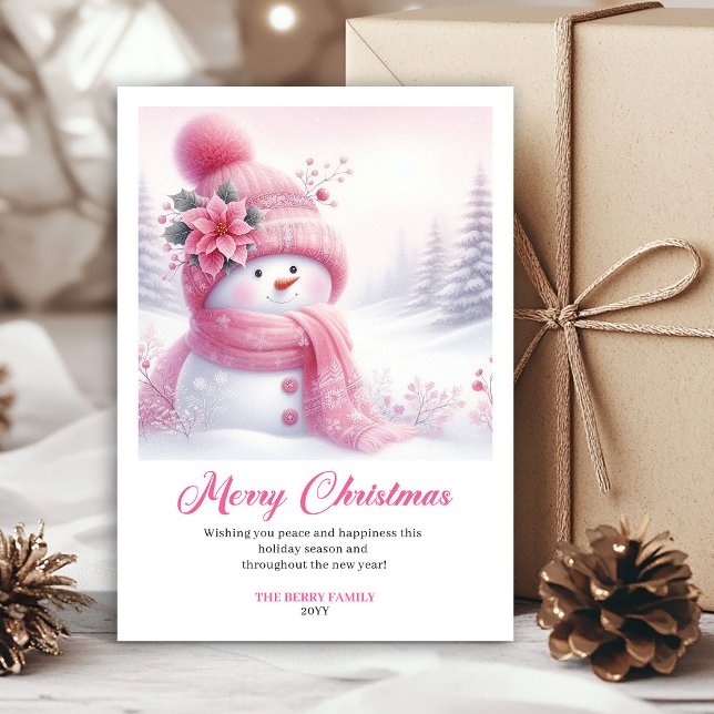 Magical Pink Snowman Kids Printable Christmas Card (Magical Pink Snowman Kids Printable Christmas Greeting Card

)