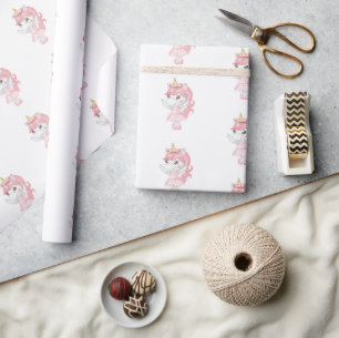 Magical Pink Unicorn Ballerina Wrapping Paper