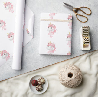 Magical Pink Unicorn Ballerina Wrapping Paper