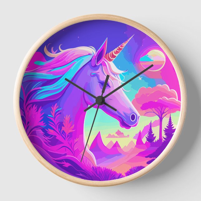 Magical Pink Unicorn Clock (Front)
