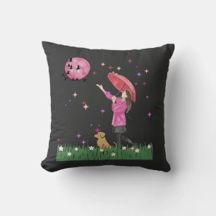 Magical Pink Watercolor Throw Pill Pillow