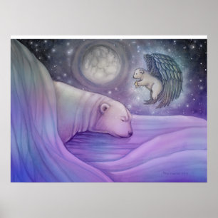 Magical Polar Bear and Angel Poster