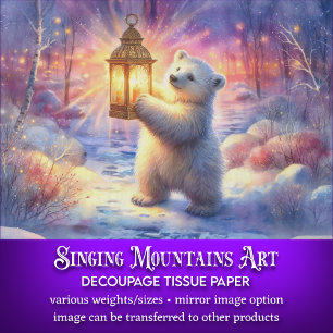Magical Polar Bear & Lantern in Woodland Decoupage Tissue Paper