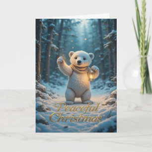 Magical Polar Bear with Lantern Cozy Winter  Card