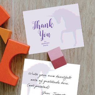 Magical Prancing Purple Unicorn Thank You Card