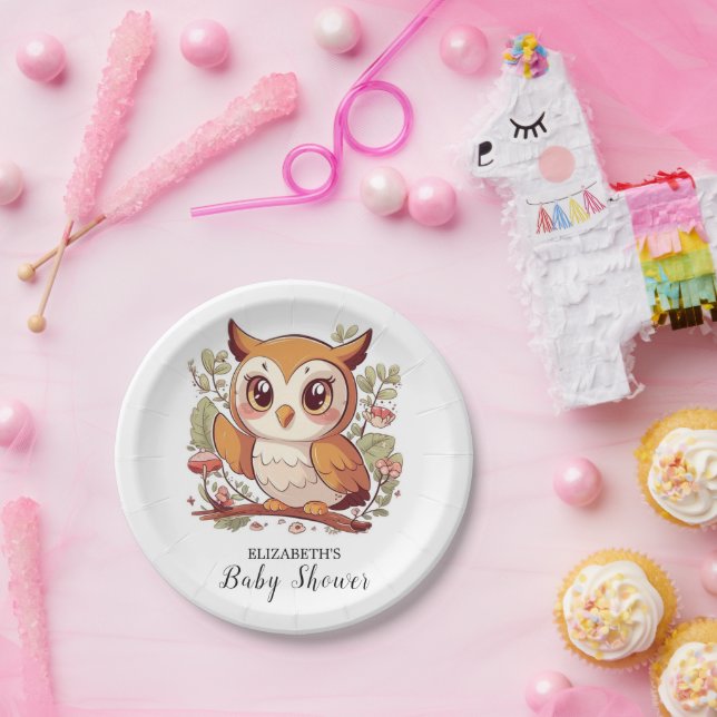 Magical Pretty Owl Baby Shower Paper Plate (Party)