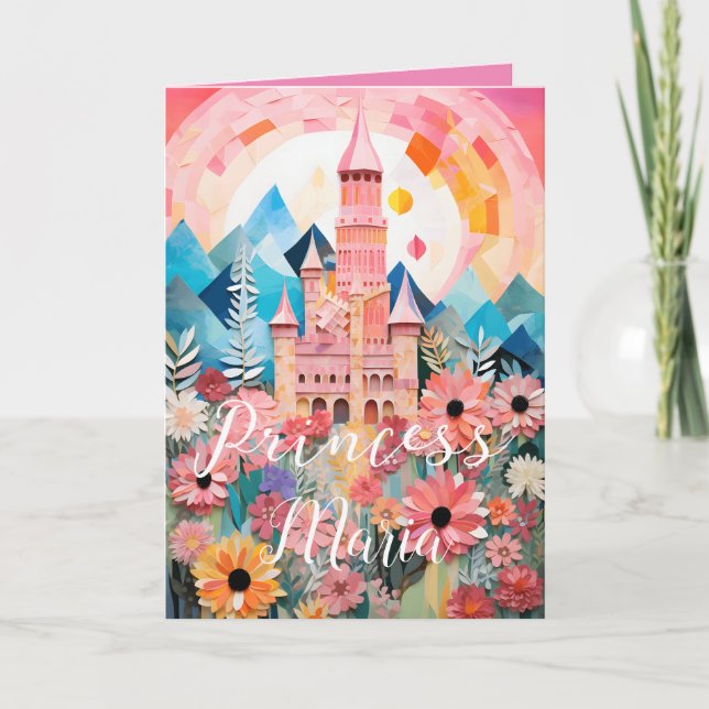 Magical Princess Castle Folded Greeting Card (Front)