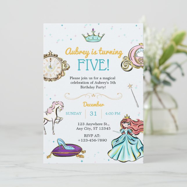 Magical Princess Fairytale Birthday Invitation (Standing Front)