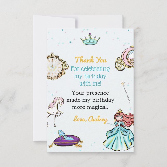 Magical Princess Fairytale Party Thank You Card (Front)
