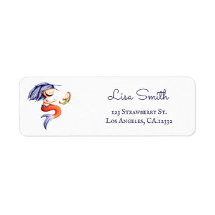 Magical Purple Fish Mermaid Return Address