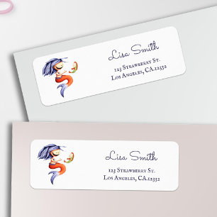 Magical Purple Fish Mermaid Return Address