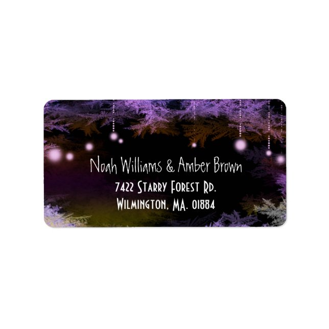Magical Purple Forest Wedding Address Label (Front)