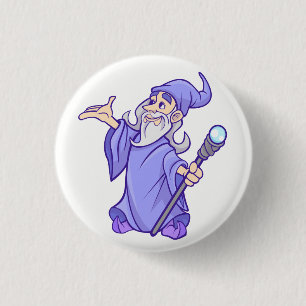 Magical purple wizard magician sorceress 1 inch round button