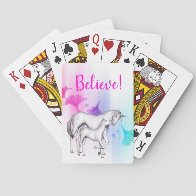 Magical Rainbow and Unicorn Mother and Baby Playing Cards (Back)