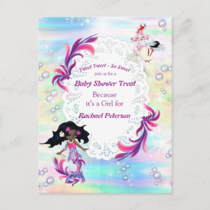 Magical Rainbow Baby Mermaids Party Shower Postcard