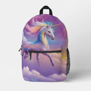 Magical Rainbow Glitter White Unicorn Sparkles Printed Backpack