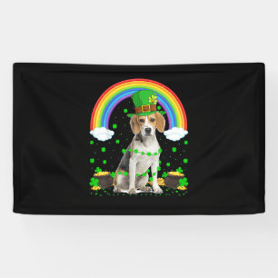 Magical Rainbow Leprechaun Beagle Dog St. Patrick' Banner
