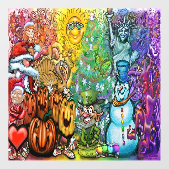 Magical Rainbow of Holidays Window Cling (Sheet)