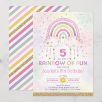 Magical Rainbow Pink Gold Clouds Girls Birthday