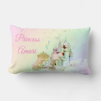 Magical Rainbow Princess Castle Carriage Lumbar Pillow