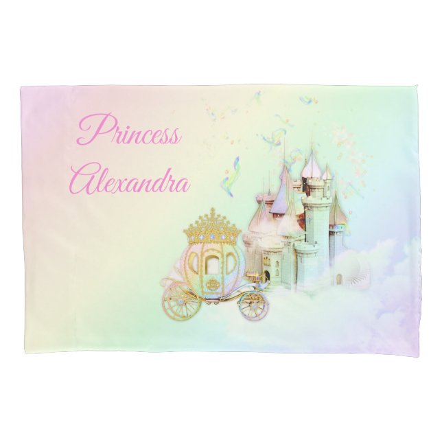 Magical Rainbow Princess Castle Carriage Pillowcase (Front)