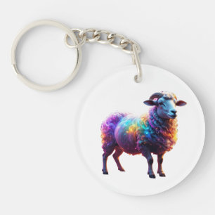 "Magical Rainbow Sheep Art Keychain