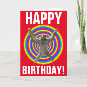 Magical Rainbow Sloth Birthday Card