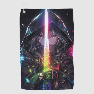 Magical Rainbow Sword Anime Girl Golf Towel