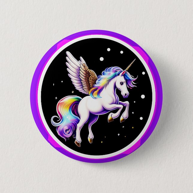 Magical Rainbow Unicorn  2 Inch Round Button (Front)