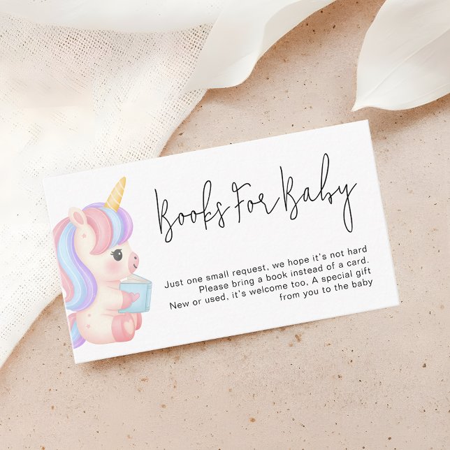Magical Rainbow Unicorn Baby Shower Books Request Enclosure Card (Creator Uploaded)