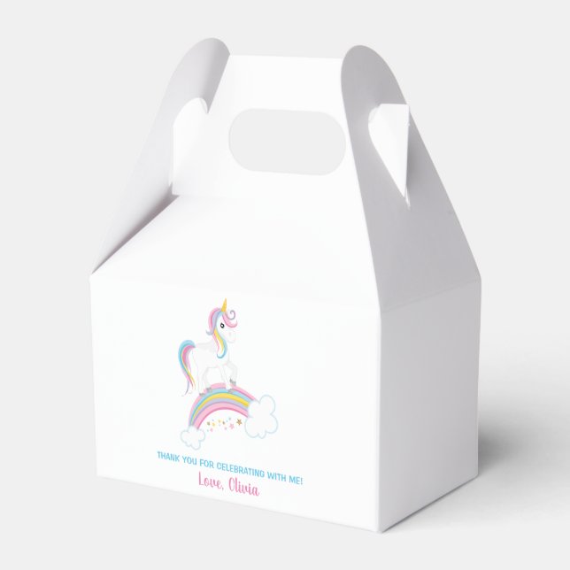 Magical Rainbow Unicorn Birthday Favor Box (Front Side)