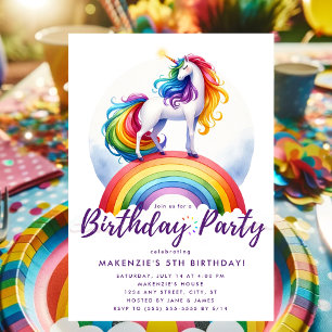 Magical Rainbow Unicorn Birthday Invitation