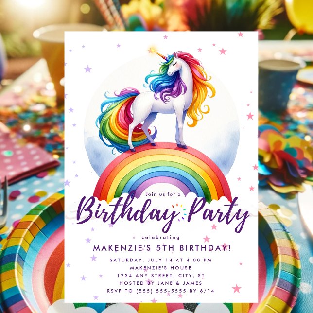 Magical Rainbow Unicorn Birthday Invitation (Magical Rainbow Unicorn Birthday Invitation)