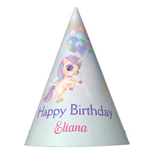 Magical Rainbow Unicorn Birthday Party Hat
